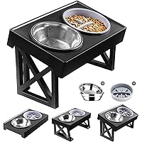 Elevated Dog Bowls, 3 Adjustable Heights Raised Pet Stand with Slow Feeder 2 Stainless Steel Food & Water Bowls for for Small Medium Large Dogs and Pets
