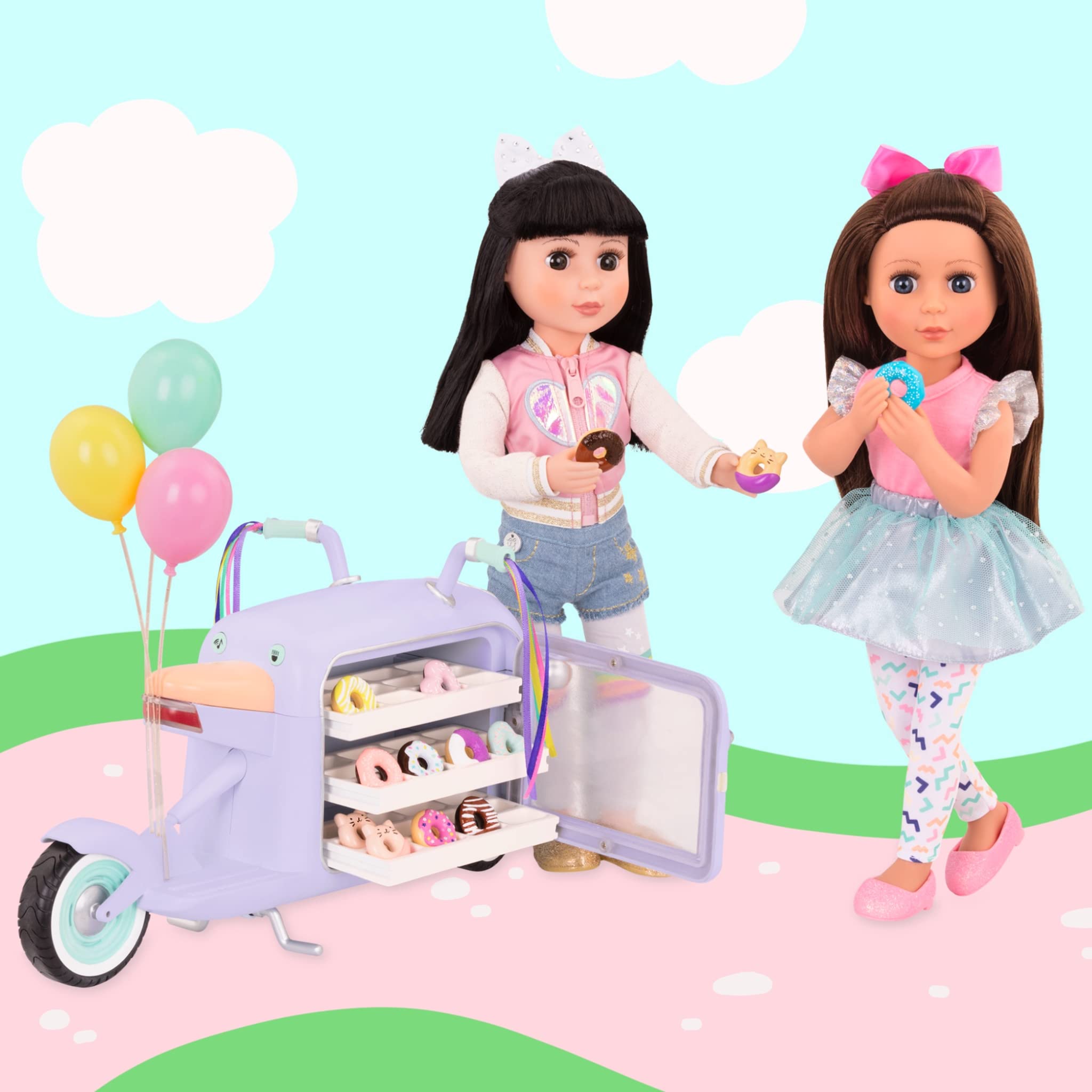 Glitter Girls by Battat – Donut Delivery Scooter – Toy Car, Bike, and Vehicle Accessories for 14-inch Dolls – Ages 3 and Up (GG57020C1Z) , Pink