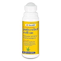 Pain Relief Roll-On Liquid, Lidocaine 4%, Odor Free, Maximum Strength Pain + Itch Relief with Aloe, Made in USA, 2.5 fl Ounces
