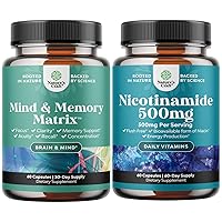 Bundle of Advanced Brain Supplement for Memory and Focus and Magnesium Glycinate Capsules for Adults - Memory Supplement for Brain Fog Clarity Energy and Recall - Sleep Support Immunity & Bone Health