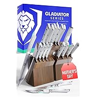 Dalstrong Knife Block Set - 18 Piece Colossal Knife Set - Gladiator Series - High Carbon German Steel - Acacia Wood - ABS Handles Kitchen Knives - Premium Kitchen Knife Set with Block - NSF Certified