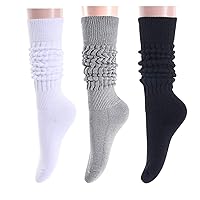 Zmart Slouch Socks Women Scrunch Socks Girls, 80s White Black Socks, Grey Thick Socks