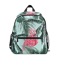 Kids Backpack Tropical Flamingo Palm Tree Nursery Bags for Preschool Children