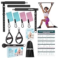 Pilates Bar Kit with Resistance Bands for Women, Multifunctional Screw Yoga Pilates Bar with Heavy-Duty Metal Adjustment Buckle, Portable Pilates Equipment for Home Gym Workouts(25-110LBS)