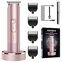 Bikini Trimmer for Women, Waterproof Pubic Hair Trimmer Women for Wet & Dry Use, Electric Shaver for Women, Women Electric Razor with Standing Recharge Dock, Rose Gold