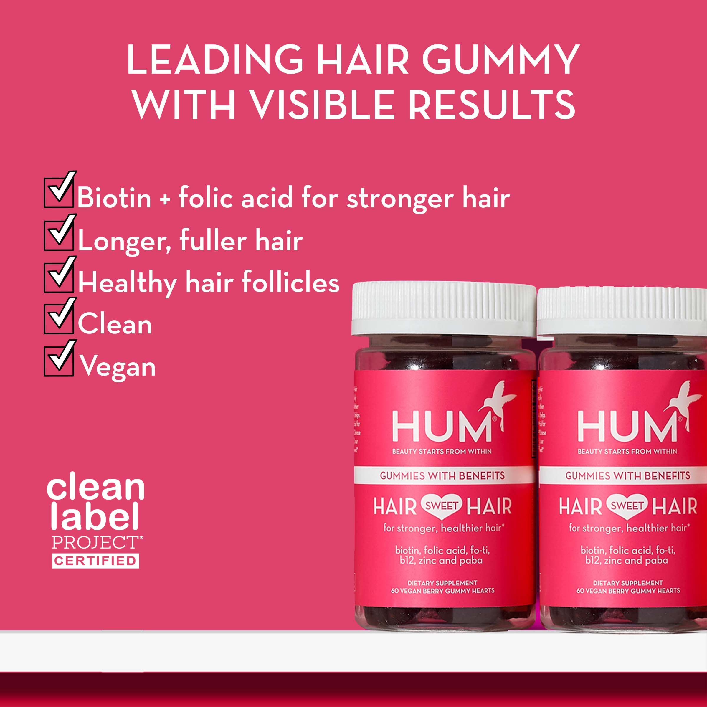 Mua HUM Hair Sweet Hair - Hair Growth Biotin Gummies for Women - Vegan Hair  Gummies Formulated with Fo Ti, Biotin, Folic Acid, Zinc, Vitamin B12 & PABA  (60 Vegan Gummies) trên
