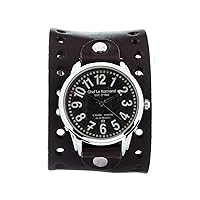 Normandy Style Watch Unisex Wrist Watch, Quartz Analog Watch with Leather Band