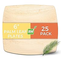 Restaurantware Midori 6 x 6 Inch Medium Square Palm Plates 25 Microwavable Palm Leaf Plates - Freezable Sustainable Areca Palm Leaf Plates Oven-Ready For Hot & Cold Foods