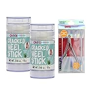 Onyx Professional Cracked Heel Repair Balm Stick (2 Pack) Dry Cracked Feet Treatment, Tea Tree Eucalyptus Scent & Ingrown Toenail Kit with Toenail Clippers & Double-Ended Cuticle Pusher