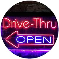 ADVPRO Drive Thru Open Arrow Left Dual Color LED Neon Sign Blue & Red 16 x 12 Inches st6s43-i3827-br