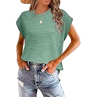 Womens Summer Cap Sleeve Tops Trendy 2024 Short Sleeve Shirts Fashion Cute Print Loose Fit Tee Shirts Blouses