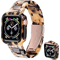 Band with Case Compatible with Apple Watch 49mm 45mm 44mm 42mm 41mm 40mm 38mm,Women Men Fashion Resin Strap Bumper for iWatch Ultra 2/1 Series 9/8/7/SE/6/5/4,Series 3/2/1