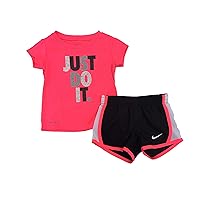 Nike Infant Girls Just Do It T-Shirt and Shorts Set Hot Pink/Black 24 Months
