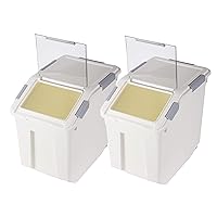 Flour Storage Container 25 lb (‎25 Liters) with Wheels Seal Locking Lid PP (Pack-2)