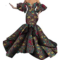 African Print Sexy Evening Long Dresses African Dresses for Women Strapless Dresses