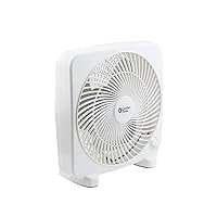 Comfort Zone Box Fan, 9 inch, Portable, Electric Quiet, 3 Speed, Small Box Fan, Desk Fan, Table Fan, Airflow 9.65 ft/sec, Ideal for Home, Bedroom, Dorm, & Office, CZ9BWT