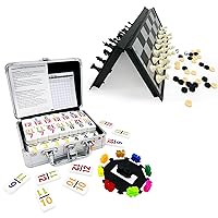 Double 12 Mexican Train Dominoes with 13“ 3 in 1 Magnetic Chess Checkers Backgammon Set