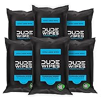 DUDE Wipes - Flushable Wipes Travel Pack - 6 Pack, 108 Wipes - Extra Large Unscented Wet Wipes with Vitamin E & Aloe - Septic and Sewer Safe Butt Wipes For Adults