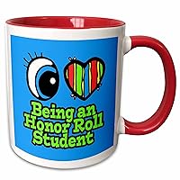 3dRose Bright Eye Heart I Love Being an Honor Roll Student - Mugs (mug_105817_10)