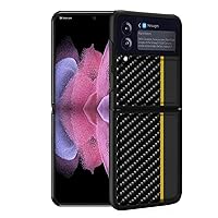 Light and Thin Carbon Fiber Textured Breathable Phone Case for Samsung Galaxy Z Flip 3/Z Flip 4 5G Shell, Lens Protection Shockproof Cover Bumper(Z Flip 4,Yellow)