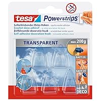 Adhesive Hooks for Glass - Invisible Hanging Hooks for Mirrors & Transparent Surfaces - Holds up to 0.2 kg per Hook - Pack of 5 incl. 8 Adhesive Strips