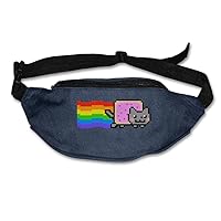 XJBD Men's&Women's Waist Pack Nyan Cat Rainbow Png Gym Bag Navy
