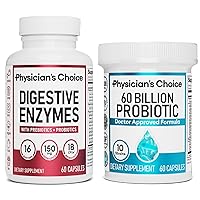 Physician's CHOICE - Optimal Gut Health Bundle: 60 Billion Probiotics 60ct + Digestive Enzymes for Digestive Comfort and Immune Support