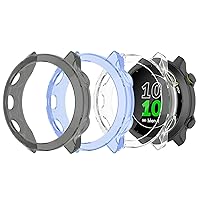 Compatible Lightweight TPU Protective Cover Cases Replacement for Garmin Approach S12, Forerunner 55 GPS Smartwatch (Covers:Black&Transparent&Blue)