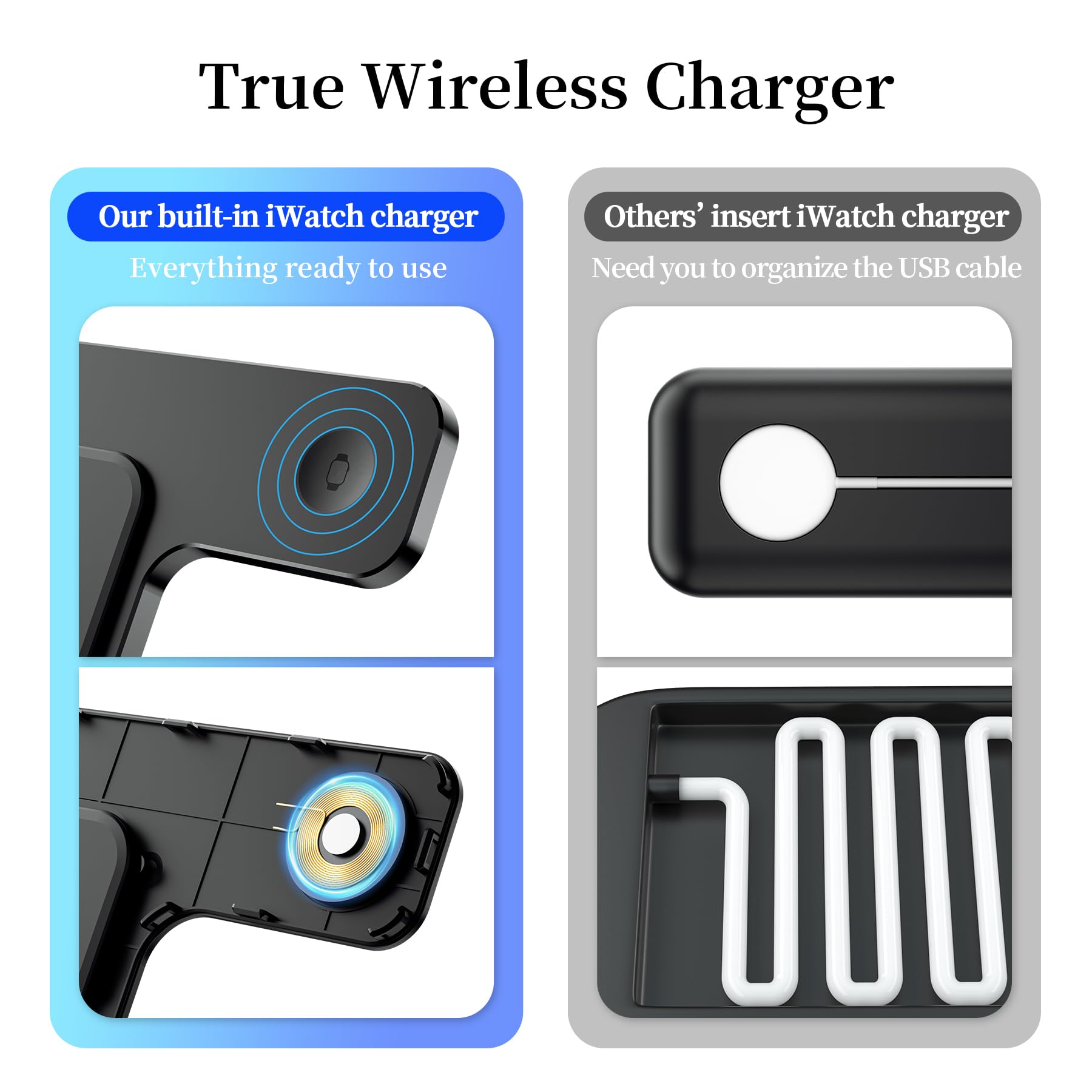 Wireless Charger,XevenOx Fast Wireless Charging Station,3 in 1 Charging Station Stand for iPhone 14/13/12/11(Pro, Pro Max)/XS/XR/XS/X/8(Plus),Apple Watch 8/7/6/SE/5/4/3/2,AirPods 3/2/pro… (Black-1)