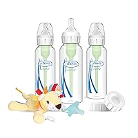 Dr. Brown's Natural Flow® Anti-Colic Options+™ Narrow 8oz/250mL Baby Bottle + Lovey Gift Set with Level 1 Slow Flow Nipples