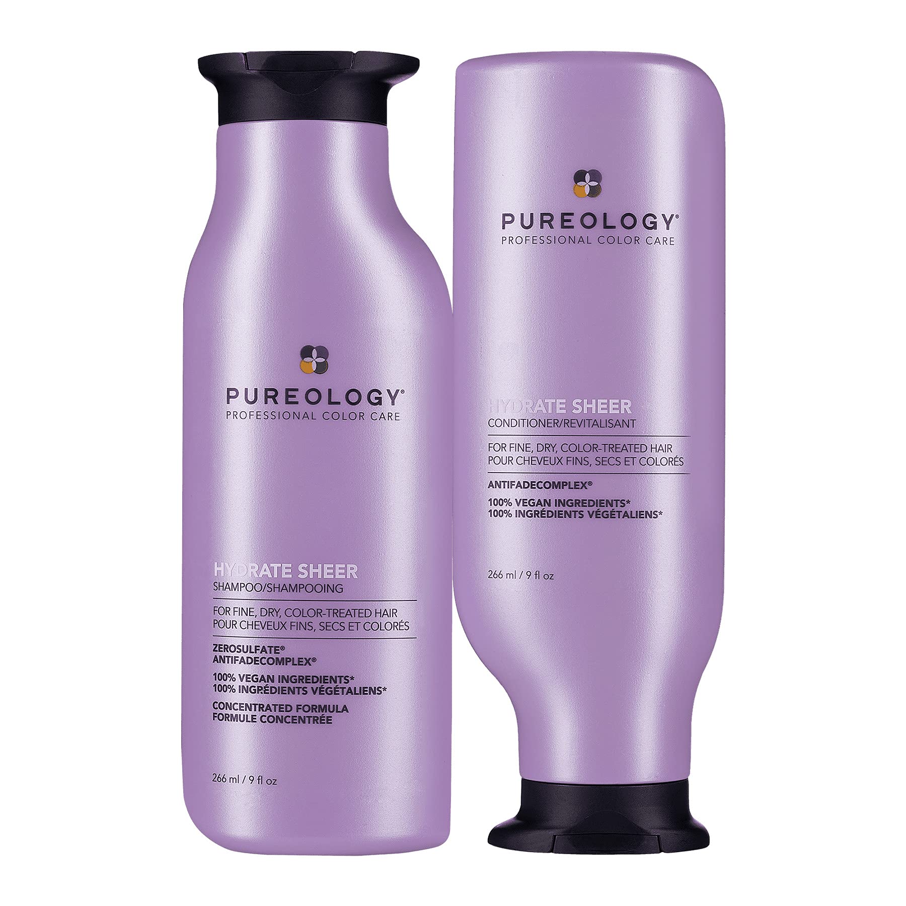 Pureology Hydrate Sheer Shampoo and Conditioner for Fine Hair | For Dry Color Treated Hair | Sulfate-Free | Vegan | Paraben-Free
