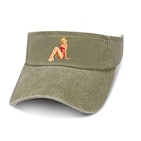 Pin Up Lady Leaky Top Denim Hat Print Sun Visor Hat Baseball Cap Golf Hat for Adult