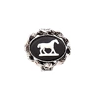 Wedgwood: Silver Toned Black Jasperware Ring Horse w/Short Tail