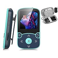 AGPTEK A65PL 64GB Clip MP3 Player with Carrying Case, Blue
