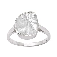 0.70 CTW Natural Diamond Polki Solitaire Ring 925 Sterling Silver Platinum Plated Slice Diamond Jewelry