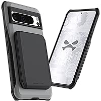 Ghostek Exec Wallet Case for Google Pixel 8 Pro - Magnetic Credit Card Holder, Compatible with Wireless Charging, Kickstand (6.7 Inch, Gray)