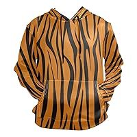 ALAZA Mens Tiger Stripe Wild Animal Print Pullover Hooded Sweatshirt XL