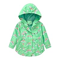 Toddler Girls Winter Windproof Coat Cartoon Rainbow Prints Hooded With Pocket Jacket Kids All Weather Outerwear
