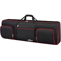 SNIGJAT Keyboard Bag with 76 Keys, Soft (Interior: 127 x 45.7 x 15.5 cm), Padded Piano Bag with Handles and Adjustable Shoulder Straps, Keyboard Gigbag with 3 Pockets for Music Stand, Red Stripes,