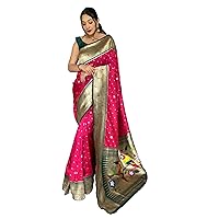 Pure Paithani Silk Saree Blouse Muslim Women Traditional Sari sh32