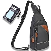 Mens Crossbody Bag Shoulder Casual Daypacks Chest Bags,Genuine Leather Small Sling Bag for Travel