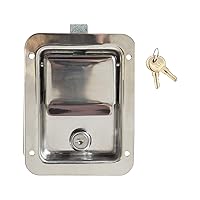 Buyers Products L3885 Locking Standard Flush Single Point Latch, Polished Stainless Steel, 2 Keys, Bolt On Mount, Truck Tool Box Latch, Trailer Latch, Camper & RV Latch, Silver