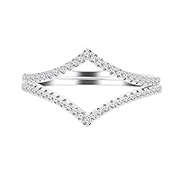 925 Sterling Silver Pointed V Shaped Ring Guard Enhancer 2pcs Stackable with Tiny CZ Paved Y1518