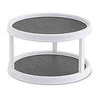Copco Non-Skid Turntable, 2-Tier, 12-Inch, Durable & Easy Clean, White/Gray