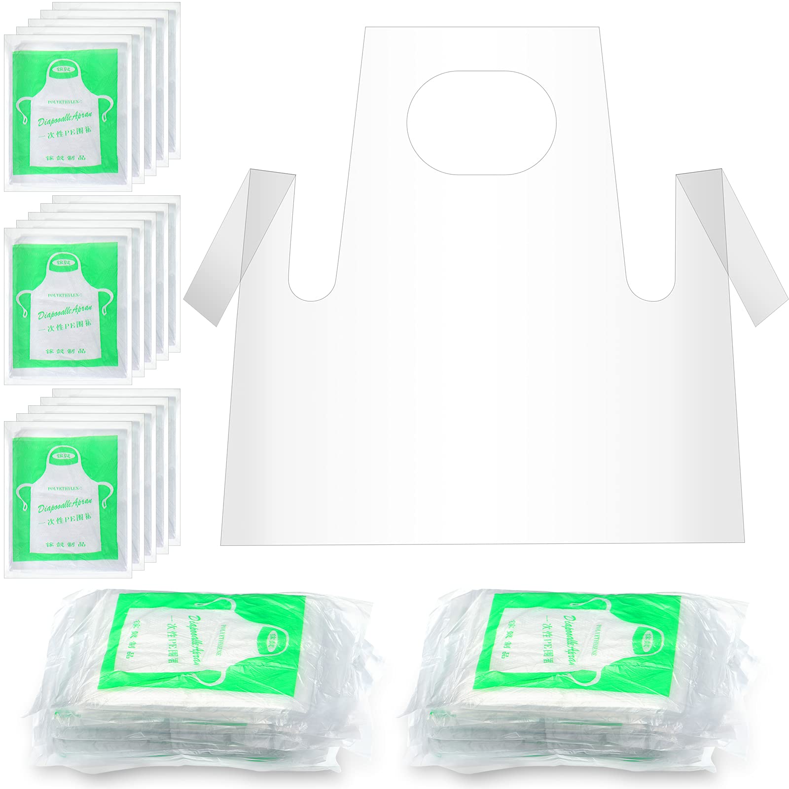 SATINIOR 50 Pieces Disposable Aprons Plastic Aprons for Kids Waterproof Oil Proof Small Clear Polythene Children Cooking Apron for Painting Cooking Eating Teaching DIY Craft Picnic
