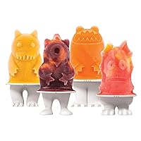 Tovolo Monster Popsicle Molds (Set of 4) - Reusable Mess-Free Silicone Ice Pops with Sticks for Homemade Freezer Snacks / Dishwasher-Safe, BPA-Free, White