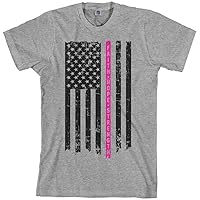 Threadrock Men's Thin Pink Line Breast Cancer Flag T-Shirt