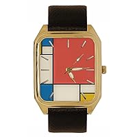 Piet Mondrrian Red White Blue Yellow 1920s Art Deco Bauhaus Art Dial Solid Brass Collectible Unisex Tank Watch