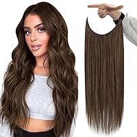 Fshine Hair Extensions Human Hair Medium Brown 16 Inch Wire Hair Extensions Invisible Hairpiece Wire Extensions Natural Secret Fish Extensions Hair Extensions Real Human Hair 80g