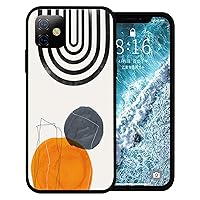 Compatible with iPhone 14 Pro Max Case 6.7 inch, Mid Century Abstract Boho Arch Sun Beige Modern Minimalistic Phone Case Ultra Slim Silicone Cover Anti-Scratch Shockproof Protective Rubber Case